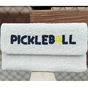 Lisi Lerch Pickleball Beaded Clutch Purse Gold Chain Strap